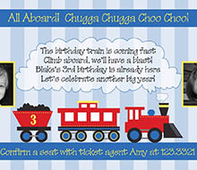 Choo Choo Train Ticket - Birthday Party Printable Invitation - Light Blue, Red and Yellow